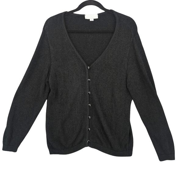 VTG Brenda French Sweater Womens 1X Black Cardigan French Rags Knit Old Money - Picture 1 of 7